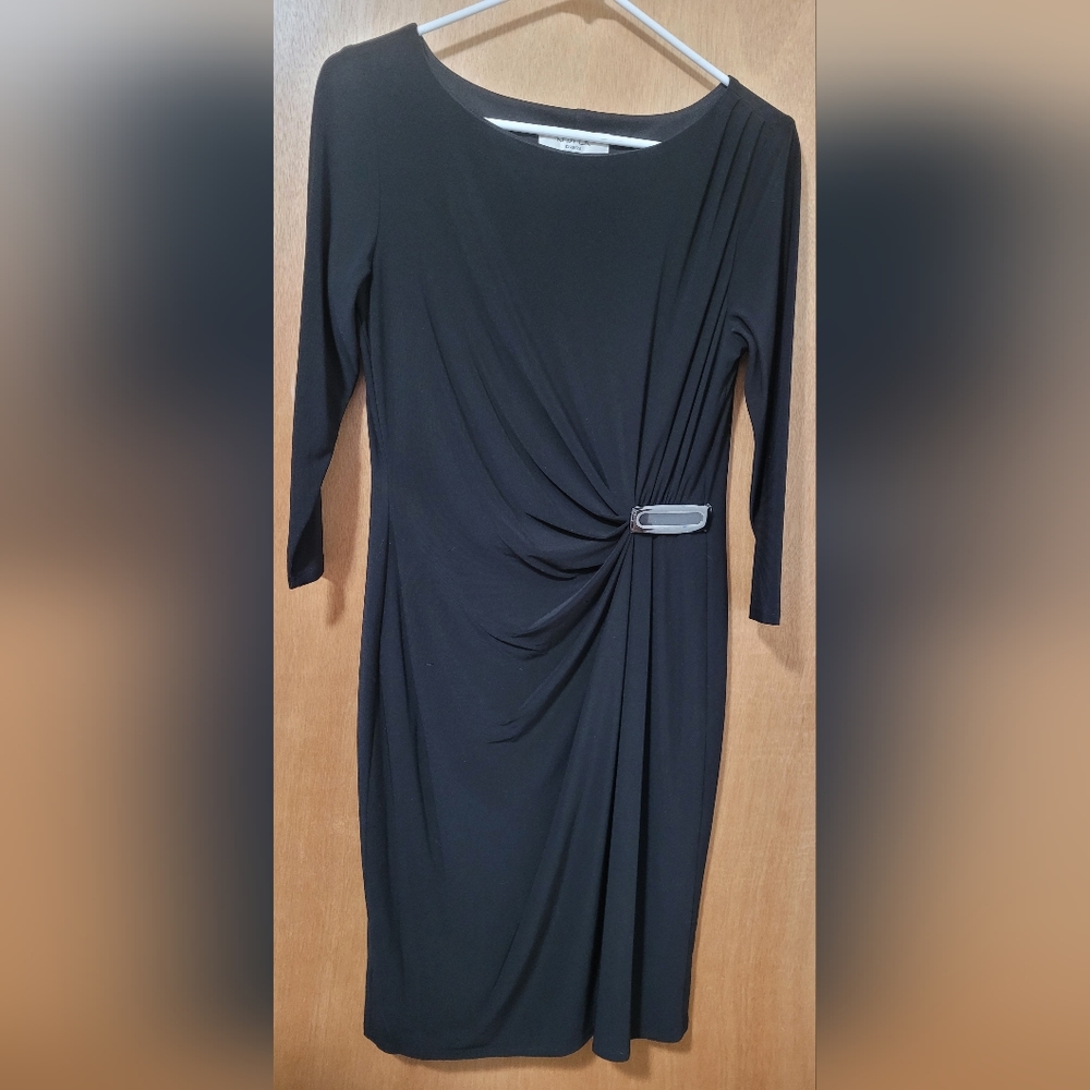Kasper Black Lined 3/4 Sleeve Dress Size 6